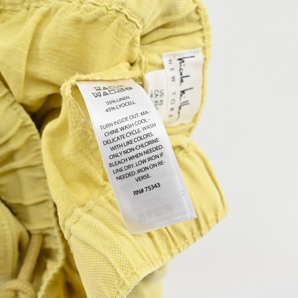 Nicole Miller Womens Yellow Cargo Pants Size XS Linen Blend Crop Cinch Hem - Picture 7 of 11